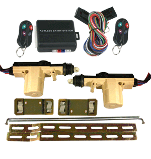95110 NEW 2-DOOR MES CABLE OPERATED POWER DOOR LOCK KIT WITH 4-CHANNEL KEYLESS ENTRY