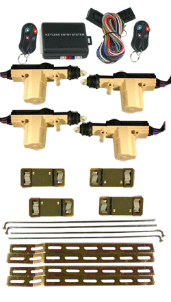 95115 NEW 4-DOOR MES CABLE OPERATED POWER DOOR LOCK KIT WITH 4-CHANNEL KEYLESS ENTRY