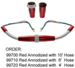 99700 STAINLESS UNDERHOOD HARNESS KIT IN RED ANODIZED FINISH WITH 10 FEET OF BRADIED STAINLESS HOSE