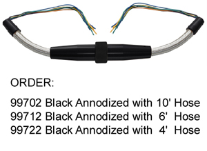 99702 STAINLESS UNDERHOOD HARNESS KIT IN BLACK ANODIZED FINISH WITH 10 FEET OF BRAIDED STAINLESS HOSE